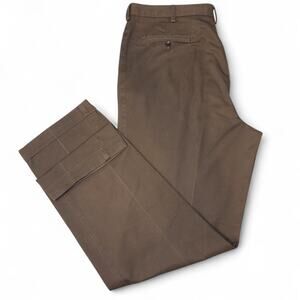 Savane Brown Men's 38x34 Pleated & Cuffed Cotton Dress Pants 38x34